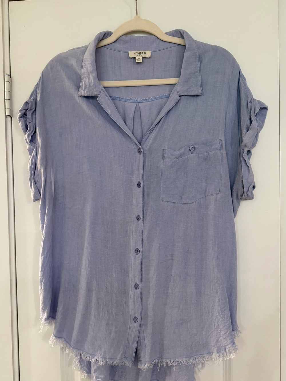 Umgee Light Lavender Button-Front Roll-Tab Shirt